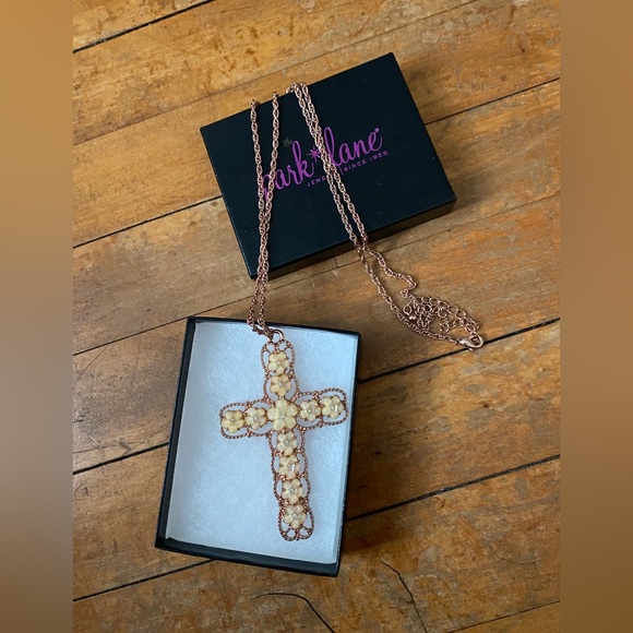 Rose Gold Floral Cross Park Lane Necklace - Picture 2 of 2